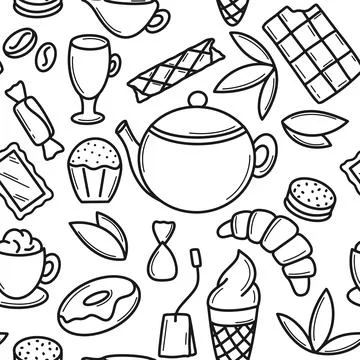 Tea and coffee seamless pattern vector illustration 库存插图