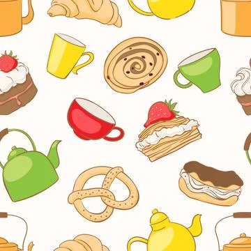 Tea and desserts Stock Illustration