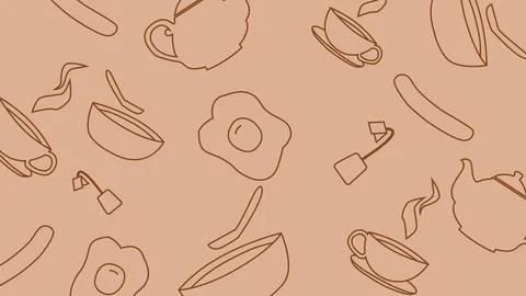 Tea and egg breakfast background Stock Illustration