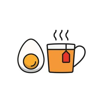 Tea and egg set food icon vector basic design 스톡 일러스트