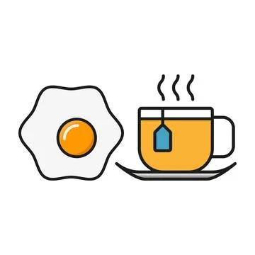 Tea and egg set food icon vector basic design 스톡 일러스트