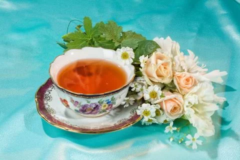 Tea And Flowers Stock Photos