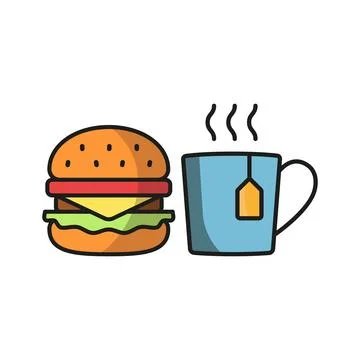 Tea and hamburger set food icon vector basic design Stock Illustration