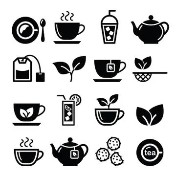 Tea and ice tea vector icons set Stock Illustration