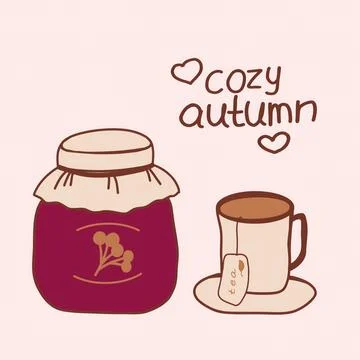 Tea and Jam Illustration vector Seasonal Tea and Jam Design Stock Illustration