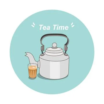 Tea and kettle Stock Illustration