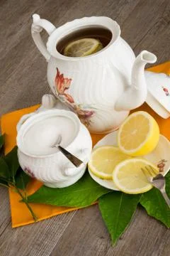 Tea and lemon Stock Photos