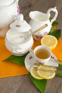 Tea and lemon Stock Photos