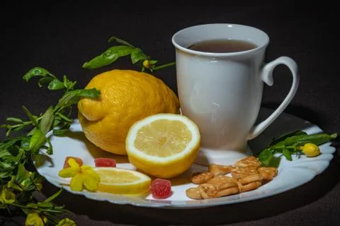 Tea and lemons on the table 写真素材