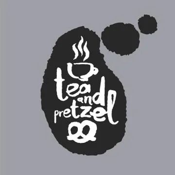 Tea And Pretzel in a Speech Bubble Illustrazione stock