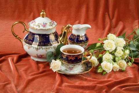 Tea And Roses Stock Photos
