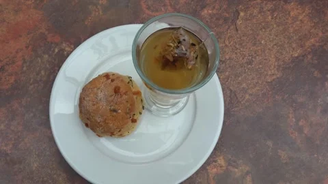Tea and scone Stock Footage 318045744