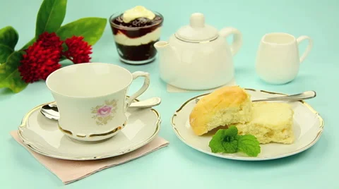 Tea And Scones Stock Footage 882818