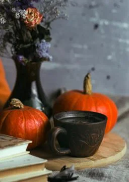 Tea and a stack of books Stock Photos