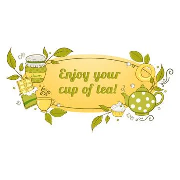 Tea and sweets label Stock Illustration