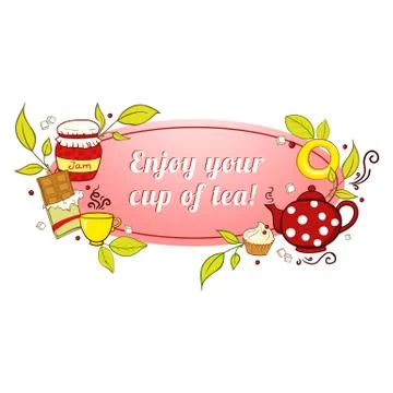 Tea and sweets label Stock Illustration