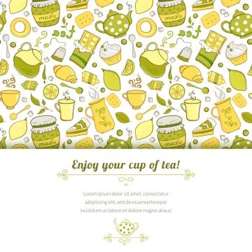 Tea and sweets vector background Stock Illustration