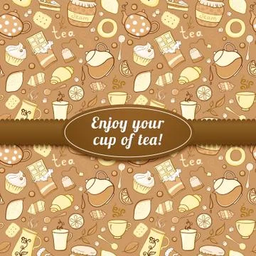 Tea and sweets vector background Stock Illustration