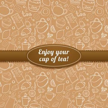 Tea and sweets vector background Stock Illustration