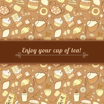 Tea and sweets vector background Stock Illustration