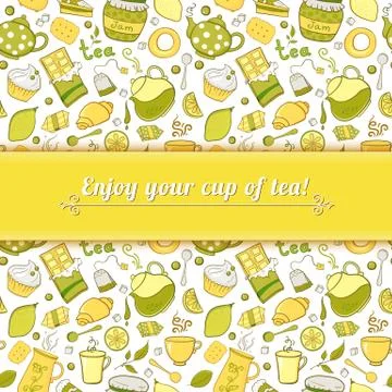 Tea and sweets vector background Stock Illustration
