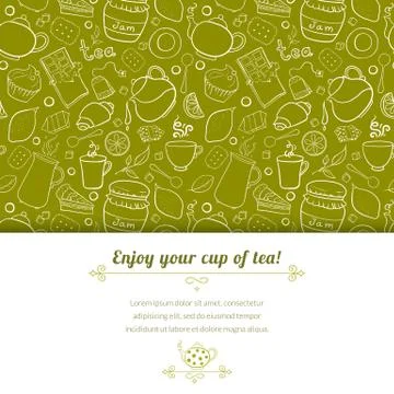 Tea and sweets vector background Stock Illustration