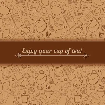 Tea and sweets vector background Stock Illustration