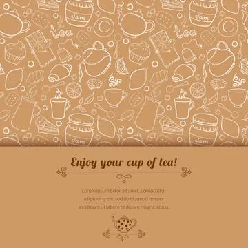 Tea and sweets vector background Stock Illustration