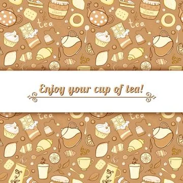 Tea and sweets vector background Stock Illustration