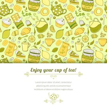 Tea and sweets vector background Stock Illustration