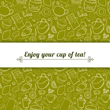 Tea and sweets vector background Stock Illustration