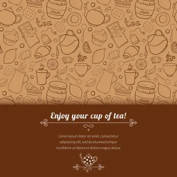 Tea and sweets vector background Stock Illustration