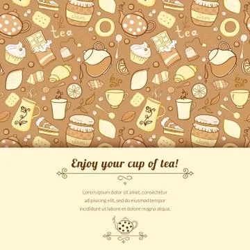 Tea and sweets vector background Stock Illustration