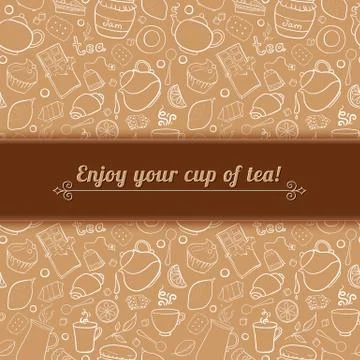 Tea and sweets vector background Stock Illustration