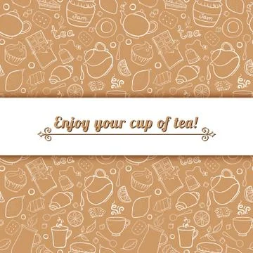 Tea and sweets vector background Stock Illustration