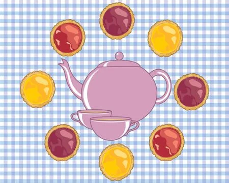 Tea and tarts Stock Illustration