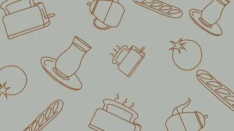 Tea and toaster breakfast background 库存插图
