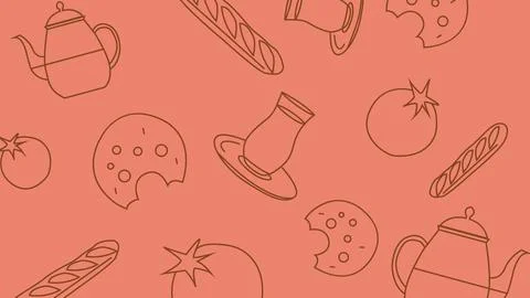 Tea and tomato breakfast background Stock Illustration