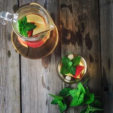 Tea with apples and mint Stock Photos