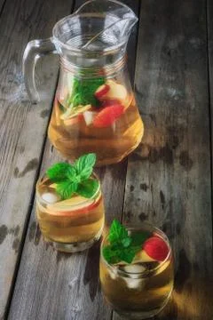 Tea with apples and mint Stock Photos