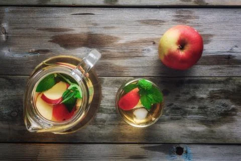 Tea with apples and mint Stock Photos