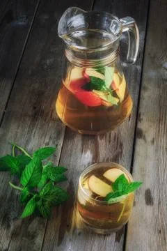 Tea with apples and mint Stock Photos