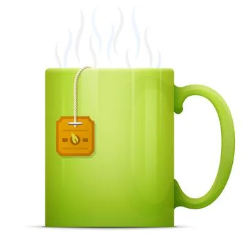 Tea bag brewing in mug Stock Illustration