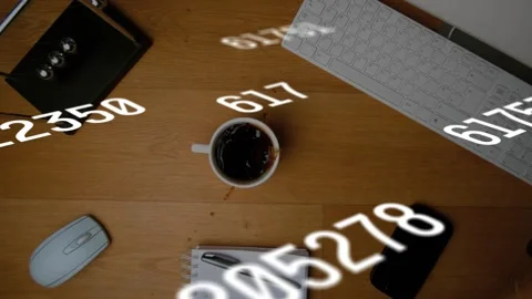 Tea bag dropping into mug liquid rippling spilling right staining desk and Stock Footage 329932135