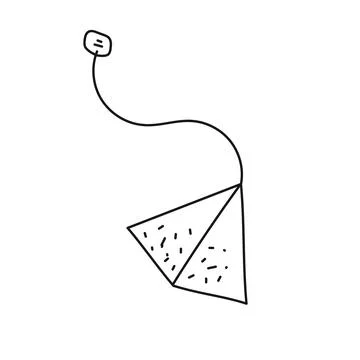 Tea bag in form of triangle in style of doodle Stock Illustration