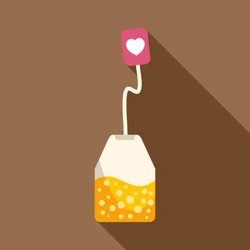 Tea bag with heart tag brewing hot drink Stock Illustration