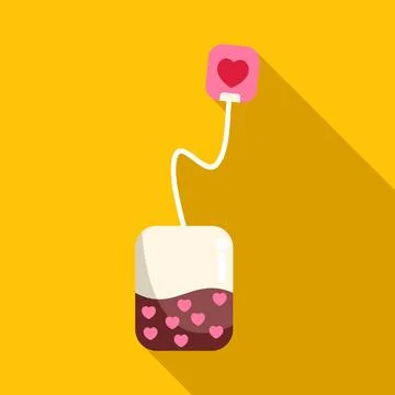 Tea bag with heart tag symbolizing love infusion Stock Illustration