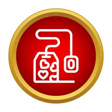 Tea bag with hearts in red circle icon Illustrazione stock
