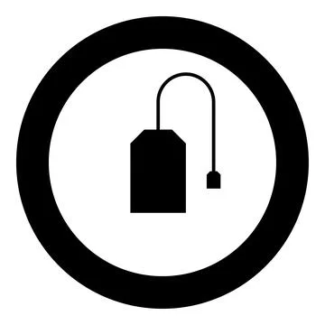 Tea bag for hot beverage icon in circle round black color vector illustrati.. Illustrazione stock