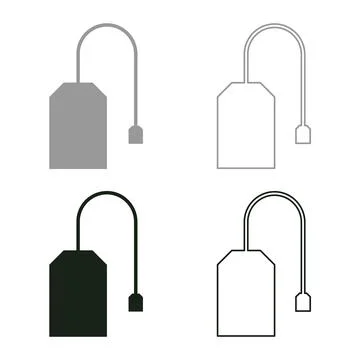 Tea bag for hot beverage set icon grey black color vector illustration imag.. Stock Illustration